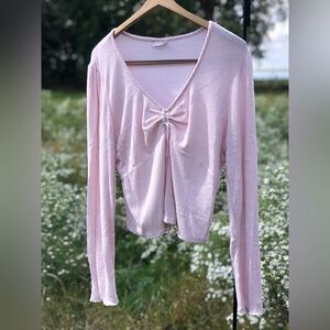 SO Cropped Long Sleeve Ribbed Blouse Cottagecore Dainty Fairy Princess Feminine
